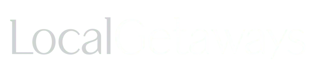 The image displays the logo for LocalGetaways, with the name "local getaways" written in a stylized white font on a transparent background.