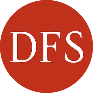 A red circular logo with the white uppercase letters "DFS" in the center, representing Duty Free Shops Hawaii.