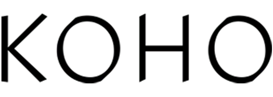 Black text spelling out "KOHO" in a simple, bold font on a white background, reminiscent of the clean and minimalist designs often found in Duty Free Shops Hawaii.