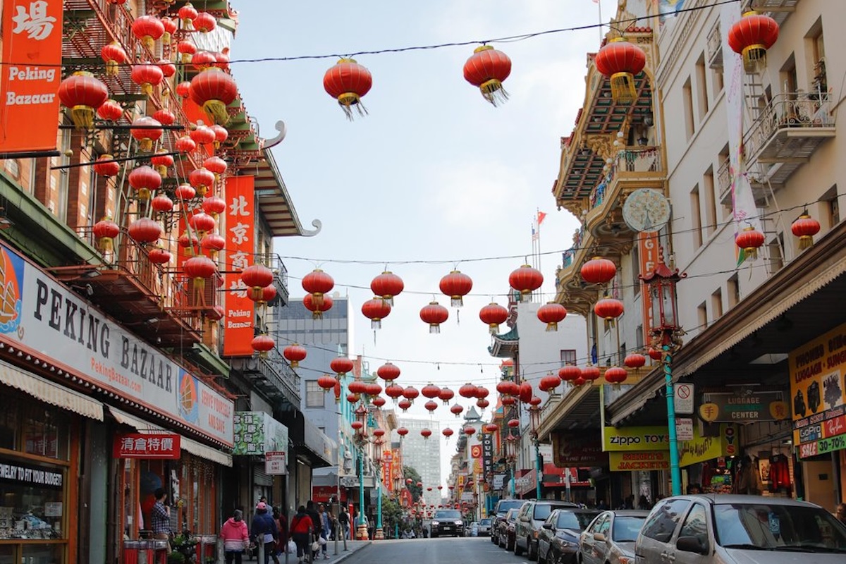 A look down one of Chinatown's streets. Photo by San Francisco Travel Association.
