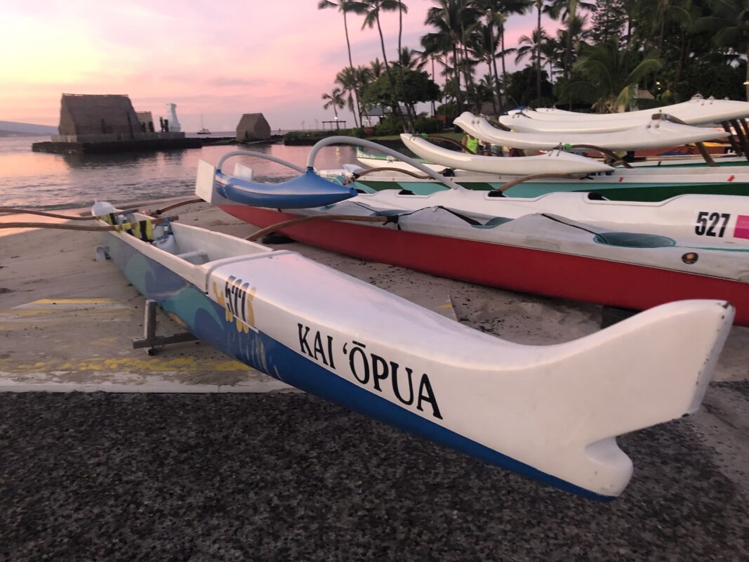 hawaii canoes on the beach